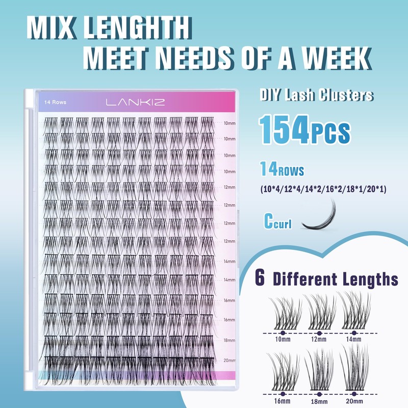 LANKIZ Lash Clusters Kit With Bond and Seal Natural Wispy