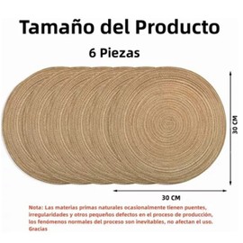 6 Manteles Individuales Trenzados Redondos, Manteles Individuales de Algodón Redondos Marrones Resistentes al Calor de 11,8 Pulgadas para Mesa de Comedor