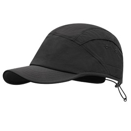 CLAPE Outdoor 5 Panel Cap Men's Waterproof Baseball Cap Women's Quick-Drying Sports Cap Unstructured Baseball Cap UV Protection Shield Cap, ASBH01-Black
