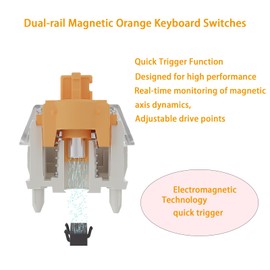 Zhouwang Gateron Dual-Rail Magnetic Orange Keyboard Switch for Magnetic Mechanical Keyboards,Linear Factory Pre-lubed Keyboard Switches Freely Setting Pre-Travel(Magnetic Orange,45PCS)