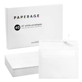 A7 Invitation Envelopes 40 ct pack, sized 5.25 X 7.25 with modern square flap. Easy peel and seal adhesive closure. Sized for 5 x 7 photos and wedding, graduations, baby showers invitations. (White)