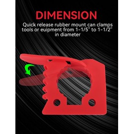 ADTOPI 2 Pack Shovel Holders, Quick-release Rubber Clamp Mounting Bracket 1-1/5 Inch to 1-1/2 Inch Diameter Tools Clamp Mount for RVs UTVS ATVS Truck Trailers Off-road Vehicles- Red
