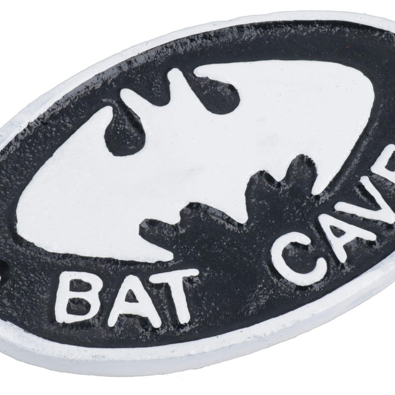 AB Tools Bat Cave Cast Iron Sign Plaque Door Wall