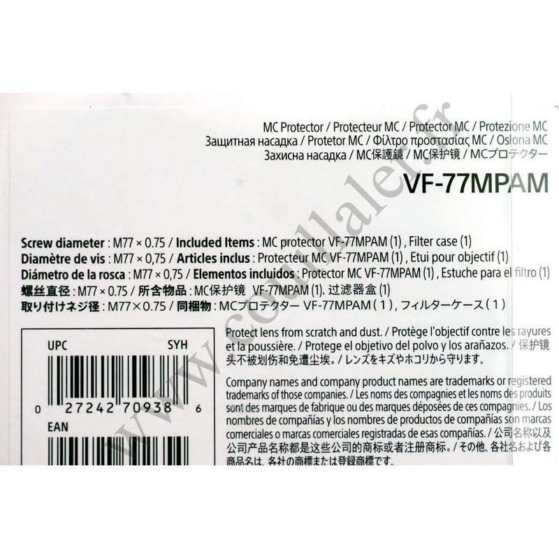 Sony VF77MPAM 77mm MC Protecting Filters For DSLRA Alpha Camera