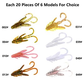 Pack of 20 Soft Plastic Baits Bionic Fishing Lures Elastic Lightweight Bait for Catching Wild Fish (040#)