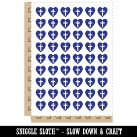 Cross in Heart Christian Temporary Tattoo Water Resistant Fake Body Art Set Collection - 54 1" Tattoos (1 Sheet)
