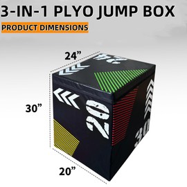 Hipicute 20/24/30 Inch Plyometric Jump Box, Soft Plyo Box Plyo Jumping Exercise Box for Home Gym