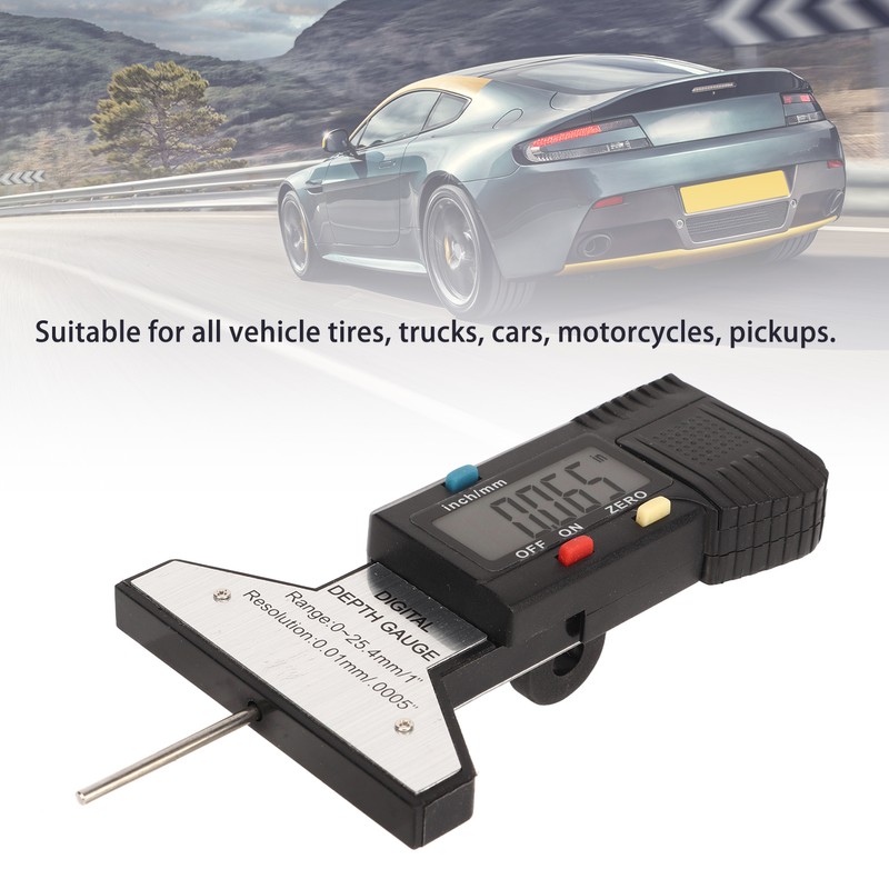 Digital Tyre Tread Depth Gauge Inch mm Conversion 0‑25.4mm Range