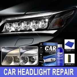 XIRUJNFD Car Headlight Repair Fluid, Headlight Polish, Headlight Restoration Kit, Headlight Cleaner and Restorer Kit, Instantly Remove Oxidation, Dirt & Haze (50ML,1 Set)