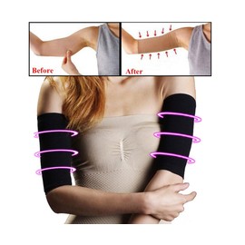 Acfun - 2 pares de masajeadores adelgazantes para brazos, manga de compresión para brazos, manga de compresión para mujer, Negro -, 7.8 - 11.8 inches