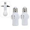 2Pcs 3 Prong Light Socket Adapter Plug White E26 Light