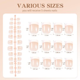 French Gel Nail Tips 120Pcs Short Square no-coat Acrylic Tips Pink False Nails Kit for Nail Art Manicure Home DIY