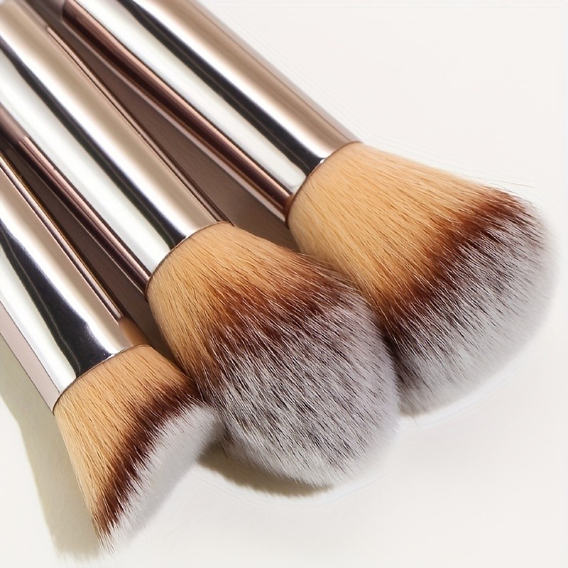 10-Piece Champagne Gold Makeup Brush Set with Soft Bristles for