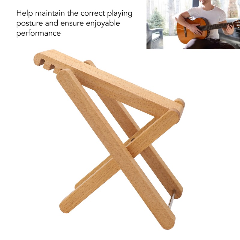 Guitar Foot Rest Adjustable Height 4 Position Foldable Solid Wood