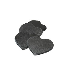 AP Natural Heart Shape Slate Coasters Sets Tablemat Dinner, wood, Black
