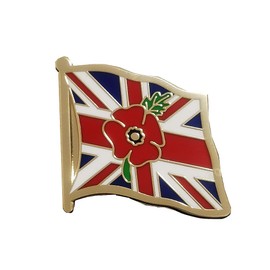 Red Poppy Union Jack Flag Badges Pins Lest We Forget Remembrance Day British Military Army Veteran Solider Brooch
