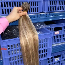 Bright Blonde Seamless Weft Hair Extension Human Double Drawn Invisible Hair Extensions Piano Color Burmese Curly Raw Human Haircolor: Purple, Stretched Length: 24"