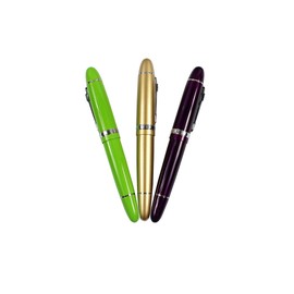 Ranvi JinHao 159 Fountain Pen With Sliver Trim, 0.5MM Medium Nib, 3 PCS ,3 Colors (Purple, Green, Gold)
