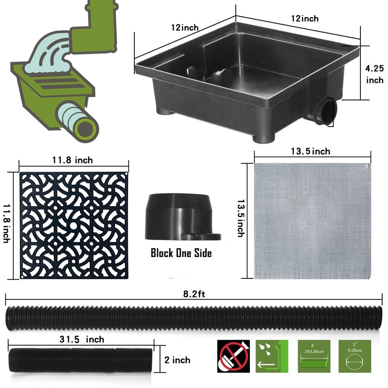 NAACOO Gutter Downspout Extensions, Upgraded 12x12in Catch Basin Low Profile