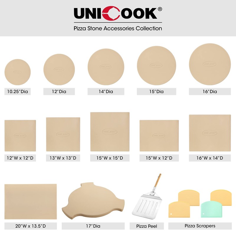 Unicook Pizza Stone, Heavy Duty Cordierite Pizza Pan for Oven