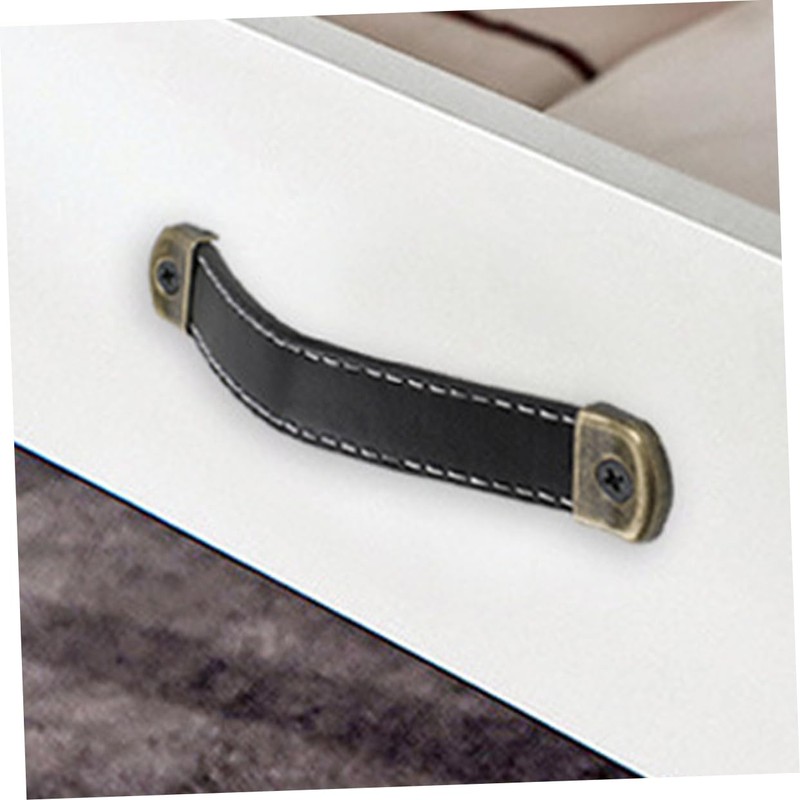 SOLUSTRE 6 Pcs Leather Handles Crate Leather Knobs Leather Drawer