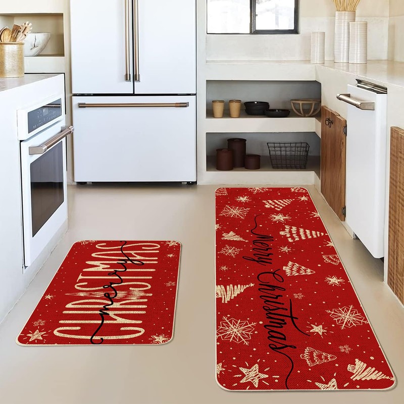 Christmas Kitchen Mat Set of 2, Home for Decor Door