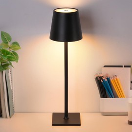 COSYLUX Portable Cordless Small Table lamp, Color & Brightness Dimmable Night Light with Touch Sensor, Rechargeable Battery Operated LED Nightstand Lamp for Bedroom Bedside, Black