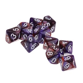 Yourandoll Pack of 10 Polyhedral Dice D10 Dice Game Dice 10-Sided Dice for DND RPG Board Game Card Game (Coffee Purple)