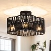 LUZBBLU 4-Light Rattan Semi Flush Mount Ceiling Light, 15" Boho