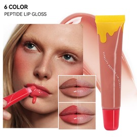 DLZZRS Peptide Lip Gloss, Hydrating High-Shine Lip Oil, Long Lasting Nourishing Lip Lacquer Repair Dry Cracked Lips, Lip Treatment Vitality Peptide Lip Gloss for Women Girls Halloween Party (#01 Pink)