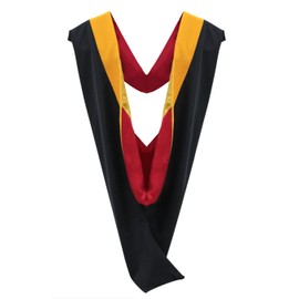 Cappe Diem Master of Science Graduate Hood – Golden Yellow | M.S. Academic Regalia for Master’s Cap & Gown Ceremony, Physics, Math, and More (Scarlet Red & Gold)
