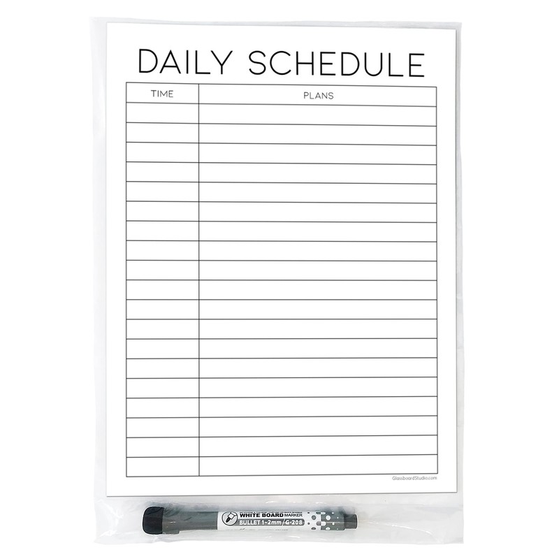Dry Erase Daily Schedule Planner Sticker Decal by Glassboard Studio