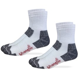 Wrangler Riggs Workwear Mens Ultra Dri Seamless Toe Quarter Socks 2 Pair Pack (White, l)