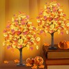 2FT Fall Lighted Eucalyptus Tree, 24 Inch Light Up Tabletop