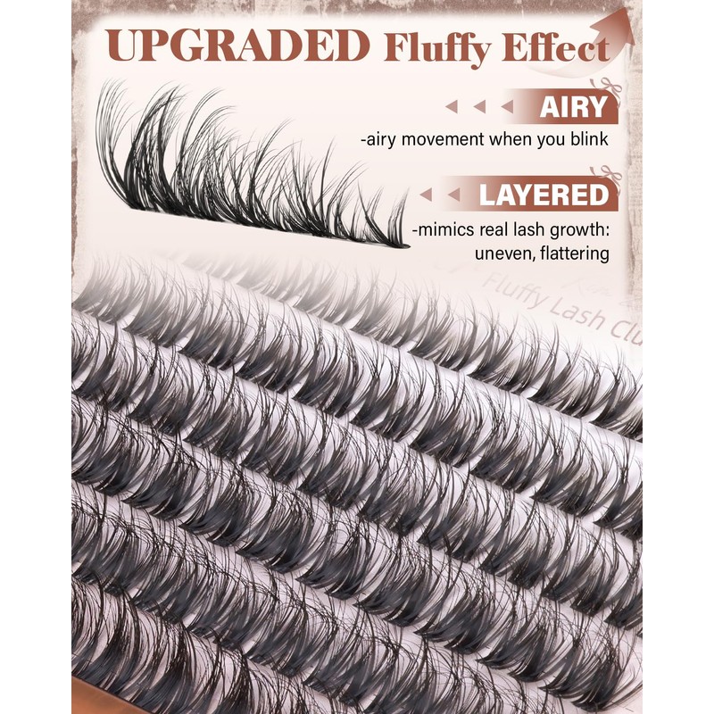 Wtvane Wispy Lash Clusters Kit Fluffy Eyelash Clusters Lashes Kit