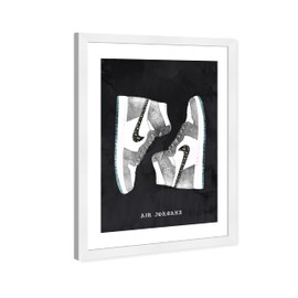 Wynwood Studio Fashion and Glam Modern Basketball Retro Shoes Canvas Wall Art Classic Sneakers II Living Room Bedroom and Bathroom Home Decor 13x19 Black and White