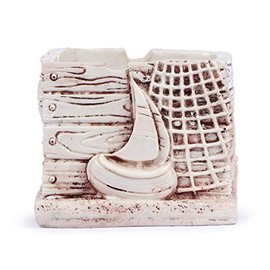 Pinkdesh Resin Material Square Boat Design Ashtray for Office Home Decor (Beige)