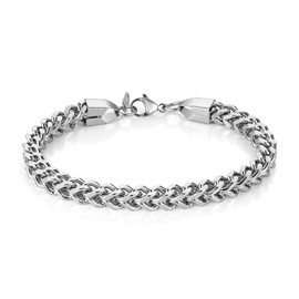 HZMAN Franco Chain Bracelets for Men 3mm/4mm/5mm/6mm Stainless Steel Men's Bracelet Square Box Link Chain Bracelet 7-9 Inch, 7in, Stainless Steel, no gemstone
