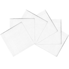 ZGZUN 6 Pack Men's Handkerchiefs Cotton White Handkerchiefs for Men Solid Color Gents Hankies with Stripe for Wedding Party, Gift for Men Women, 14.96*14.96 inch