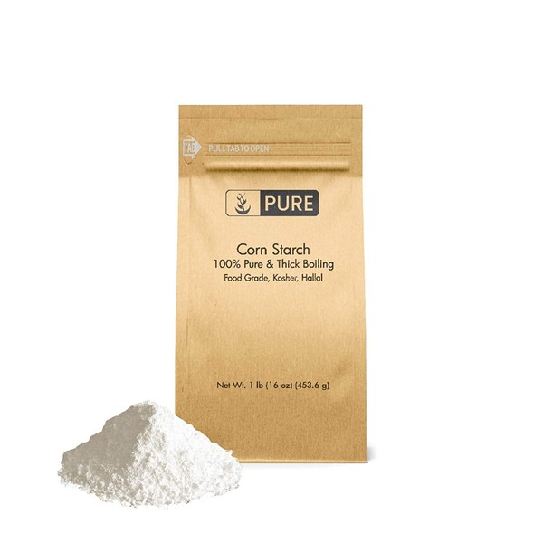 PURE Corn Starch (1 lb.), Thickener For Sauces, Soup, & Gravy, Highest Quality, Food Grade, Vegan, Gluten-Free, Eco-Friendly (Also in 4 oz, 8 oz, 2 lb, & 3 lb)