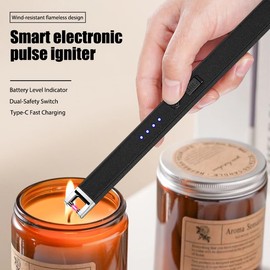 Candle Lighter Electric Arc Lighters for Candle, Long Neck Flameless & Windproof Rechargeable USB, Camping BBQ (Sliver)