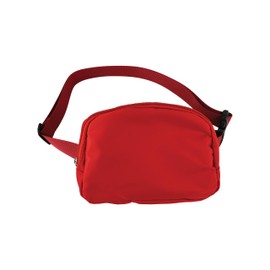 Belt Bag with Patches Crossbody Belt Bag Adjustable Fanny Pack Waist Bag Women’s with Zipper for Stylish Everyday Use Hands-Free Travel Essentials Phone & Wallet (Red)