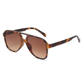 OSAGAMA Vintage Retro Sunglasses Yellow Tinted Glasses Oversized Oversize Sunglasses for Men and Women, Leopard-brown