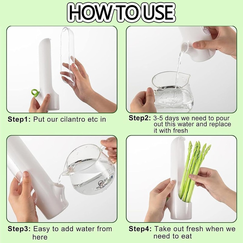WADY 3 pcs Herb Keeper, Herb Saver for Refrigerator, Herb