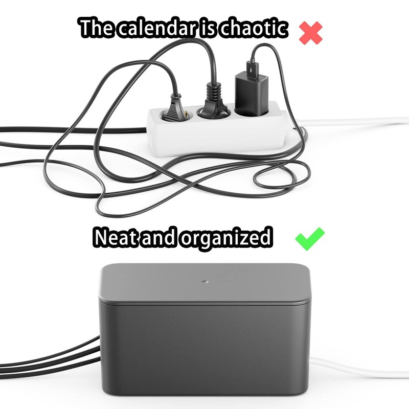 Cable Management Box, Cable Tidy Box Black Cable Organiser Box