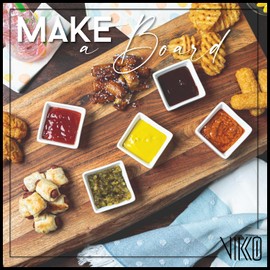 Vikko Porcelain White Dipping Sauce Cups, Set of 4, Square, Stackable, 2.0 oz, Microwave and Dishwasher Safe