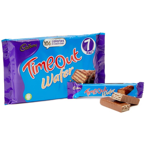Cadbury Timeout Multipack, OFFICIAL, Individual Chocolate-Covered Wafer Bars with Rippled Layers of Chocolate, 7 x 20.2 g