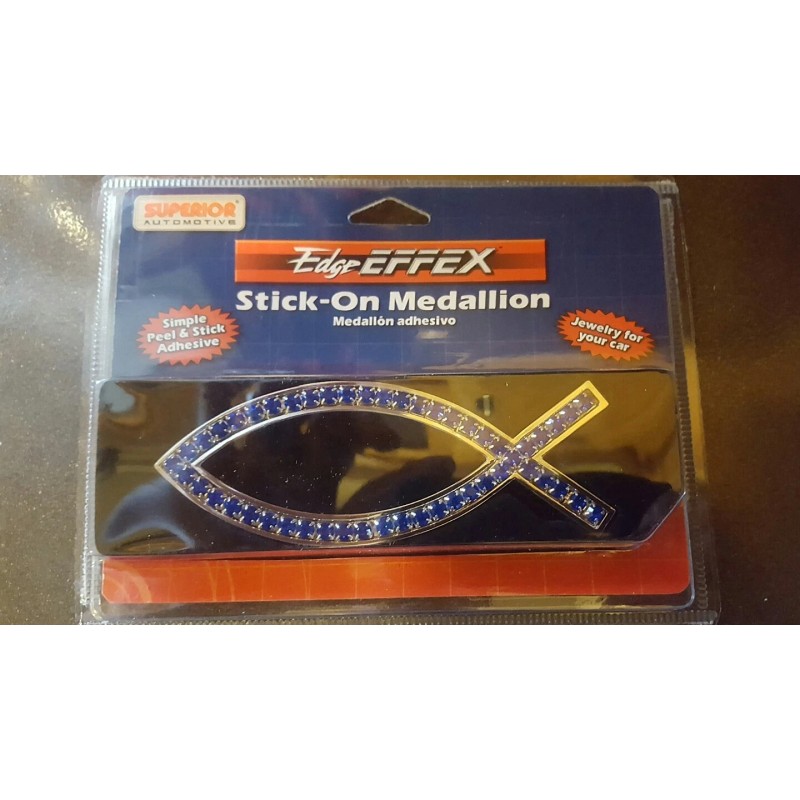 Superior Bling Blue Crystal Christian Ichthus Fish Sparkle car diamond