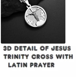 Fashion Jewelry JESUS CROSS CRUCIFIX TRINITY 3D PRAY Pendant On 22" 925 Sterling Silver Necklace