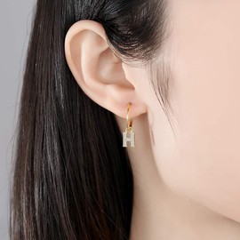 VIKI LYNN 18K Gold Plated Small Huggie Hoop Earrings Cubic Zirconia Drop Dangle Initials Letter Earrings for Women Girls, Sterling Silver 18K gold plated Cubic Zirconia, Cubic Zirconia